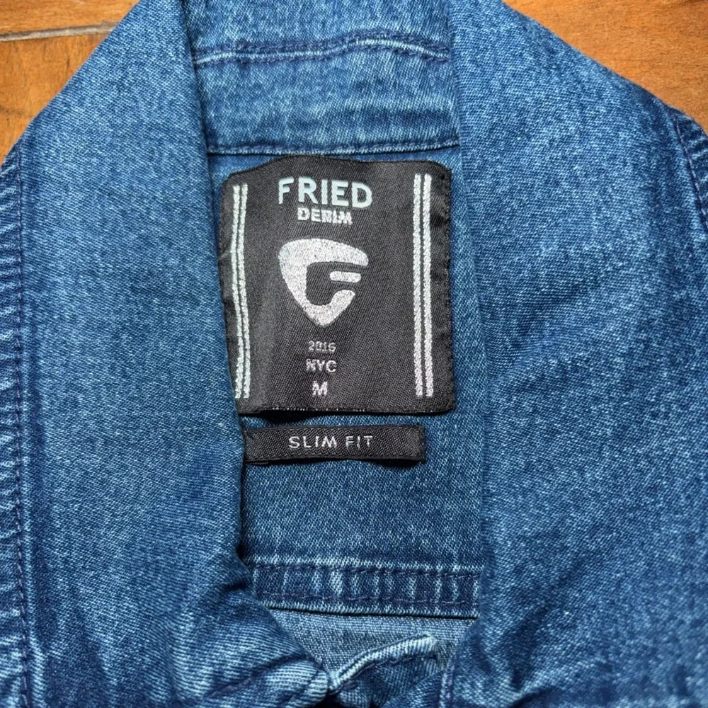 Fried Denim Mens Dark Wash Slim Fit Trucker Jacket Blue Size Medium